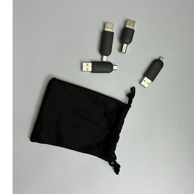USB-A Male Adapter Set to USB-C/Mini USB/Micro USB, Black, Portable