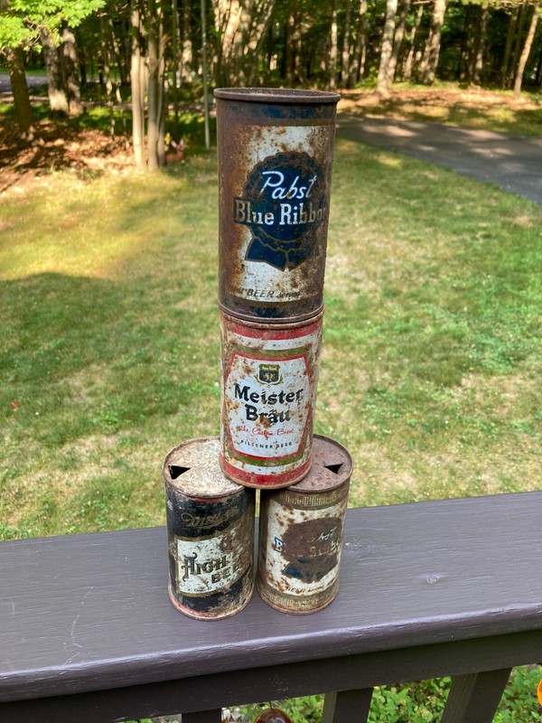 VTG Lot BEER Flat Top Steel Can 12oz PABST MILLER HIGH LIFE MEISTER BRAU 1950s