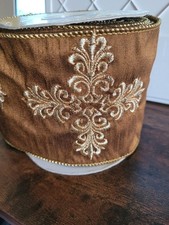 1 Roll Of Farrisilk Metallic Bronze Damask Wired Ribbon 4" X 5 YDS New