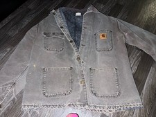 VTG Carhartt Chore Coat Men's Large Blanket Lined Barn Distressed USA Made