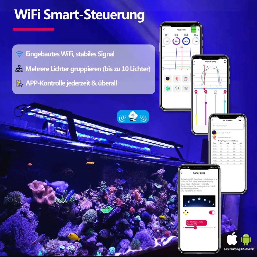 PopBloom spettro completo acqua di mare led illuminazione acquario LED for 60-300CM Reef foto 6