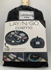 NWT Lay-N-Go Cosmo 20” Washable Cosmetic Bag Drawstring Cinch Mat Black