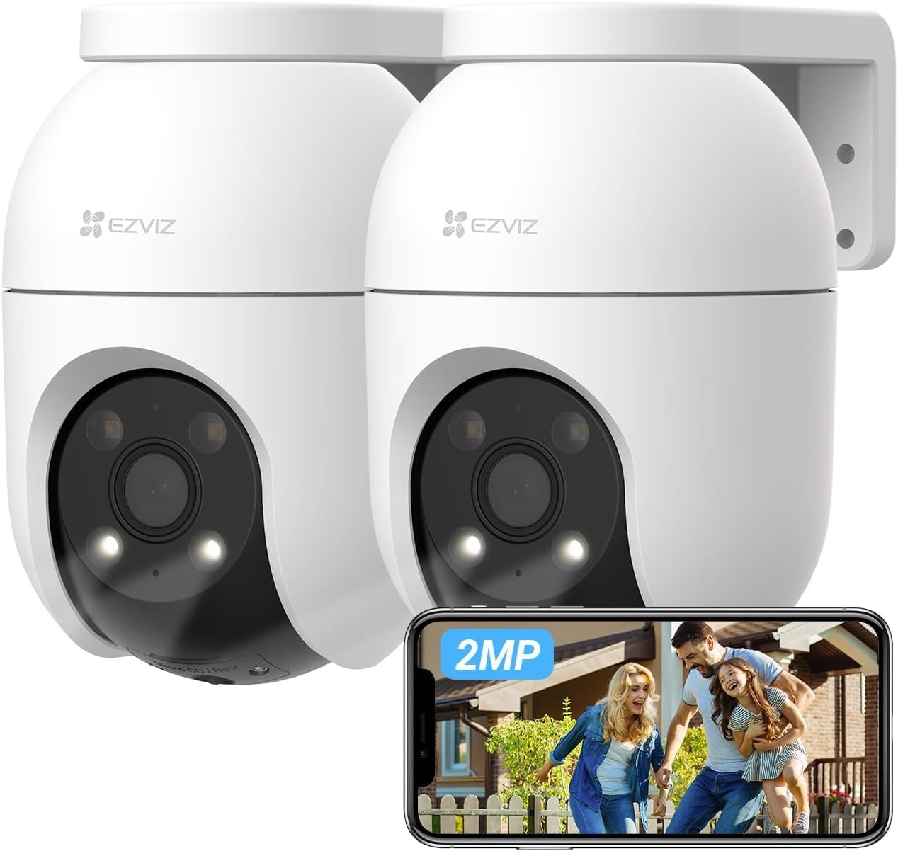 EZVIZ 2 telecamere di sorveglianza WiFi esterno 360°, 1080P telecamera IP