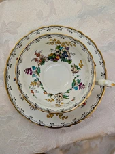 READ Rare Hand Painted Vintage Tuscan Teacup & Saucer - Multicolor Floral LOOK!