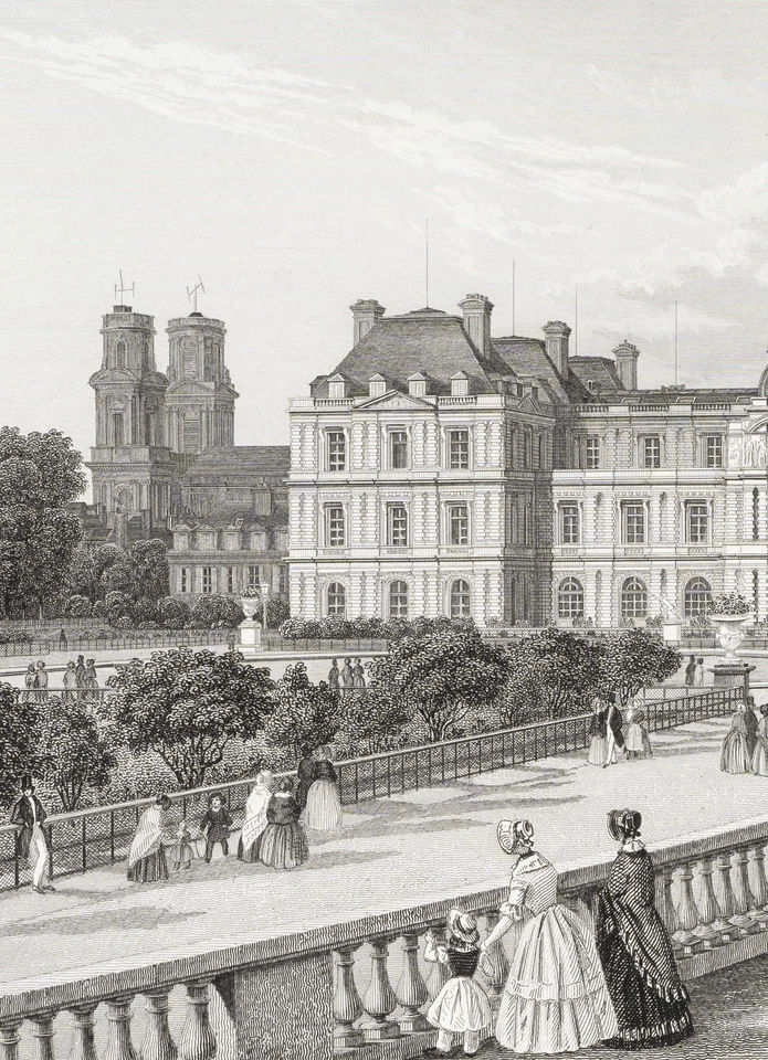 C. CHAMOUIN (19.Jhd), Blick auf den Palais du Luxembourg, Renaissancebauwerk, Pa - Bild 3 von 4