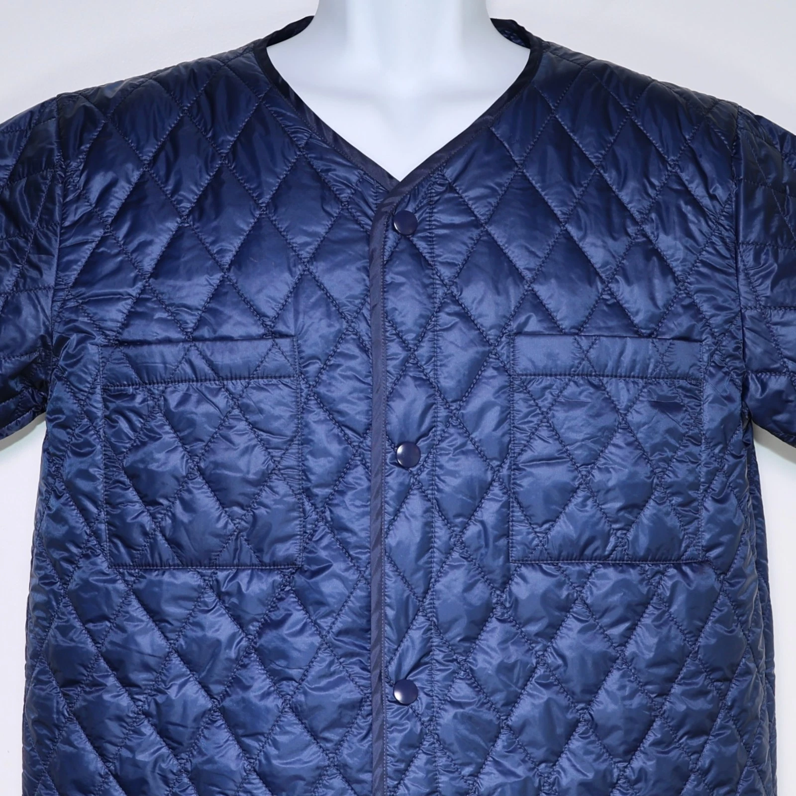 BRAIN DEAD - Blue Quilted Short Sleeve Snap Button Jacket - Men's Medium, NEW 🔥 image 2
