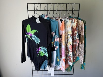 Rip Curl Lot of 7 Long Sleeve Surf Suits with floral designs and cut outs