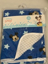 Disney Baby Mickey Mouse Baby Blanket Soft and Cuddly Blue with Mickey and Stars