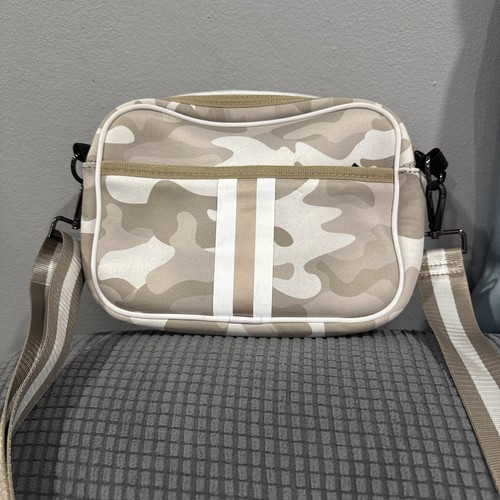 Haute Shore Drew Rise Compact Neoprene Crossbody Bag White Grey Camo Used 1 Time