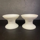 Set of Two Vintage Milk Glass Candle Holder Multiple Size Swirl Embossed