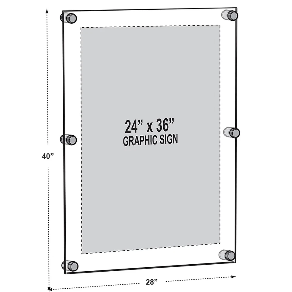 105536-2PK Floating Acrylic Wall Frame with Silver Hardware Stand Off Caps, C... - Image 3 of 4