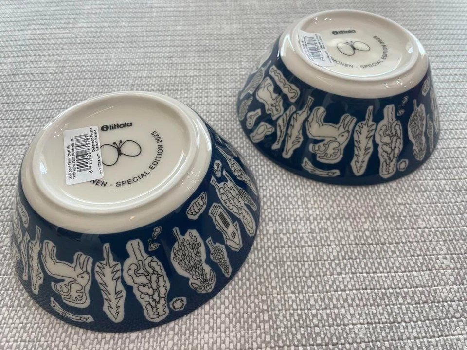 iittala x mina perhonen Bowls forest life Set of 2 φ150×55mm Blue - Photo 2/4