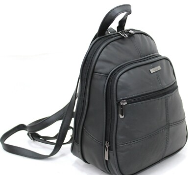 Damen Rindsleder Echtleder Rucksack Backpack Schultertasche Mode Handtasche Schwarz