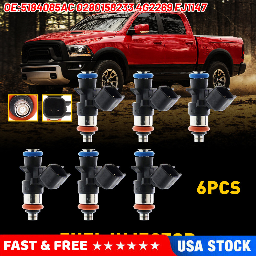 Injecteurs Carburant 0280158233 Pour Jeep Grand Cherokee/Wrangler 3.6L 2011-2017 - Lot De 6 Pièces, Remplacement Direct