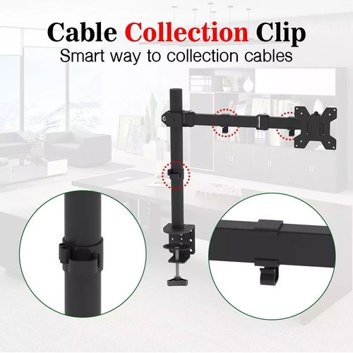 Single Arm Desk Mount LCD LED Computer Monitor Bracket Stand 13”-27” Screen TV - Picture 15 of 18