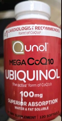 100mg 120  QUNOL UBIQUINOL Softgels Mega CoQ10 Supplement Exp 2028