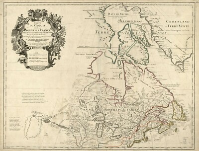 18'' x 24'' 1718 Map of Carte du Canada ou de la Nouvelle France