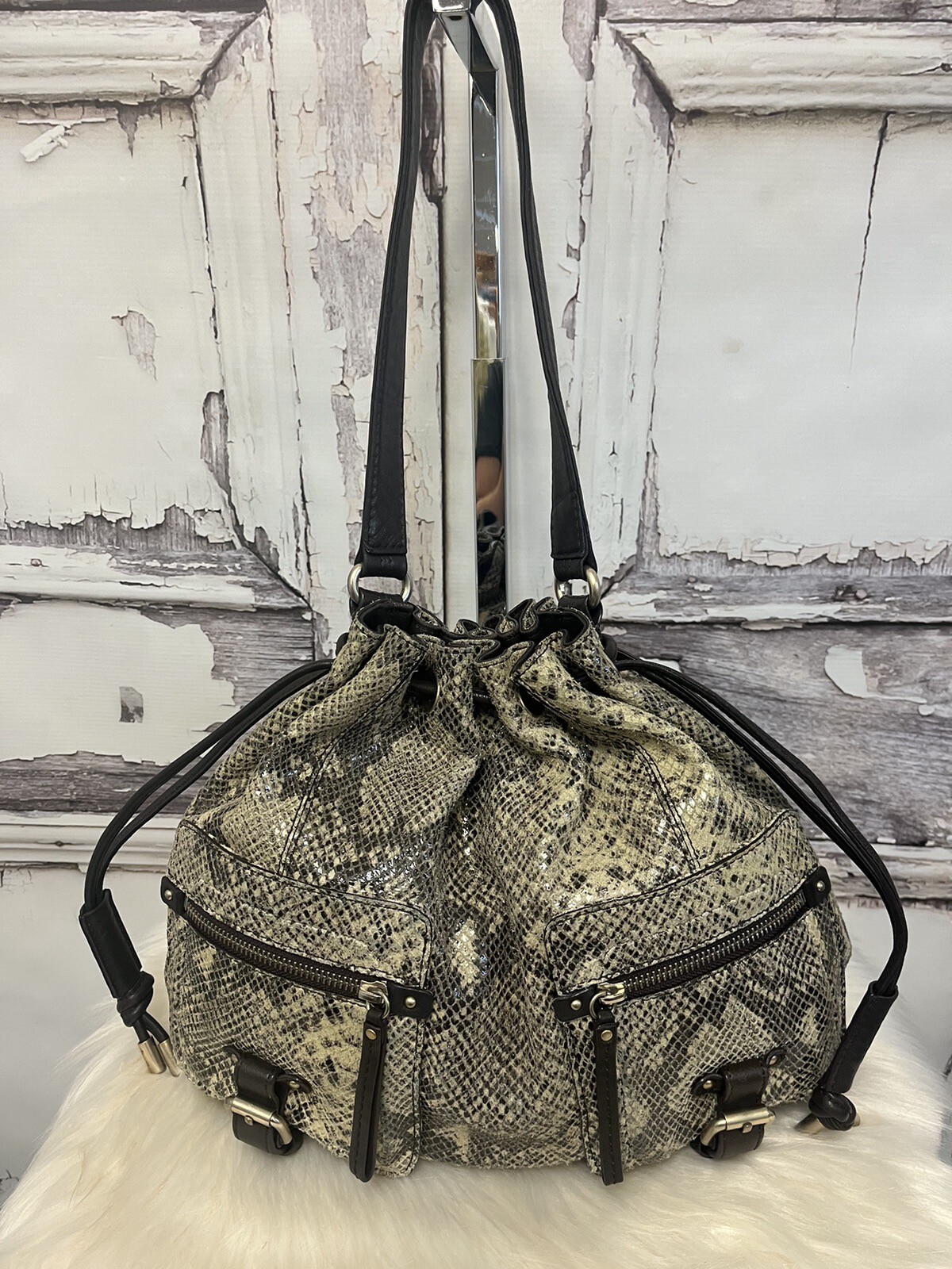 Banana Republic Python Leather Print Drawstring B… - image 2