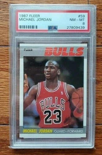 1987 Fleer Michael Jordan 59 Chicago Bulls Basketball Card RARE PSA 8 NM-MT