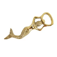 Brass Mermaid Beer Soda Bottle Opener Handheld Nautical Beach House Kitchen Bar