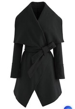 Chicwish Women's Wrapped Coat Wool Blend Black Size Xs Retail $128