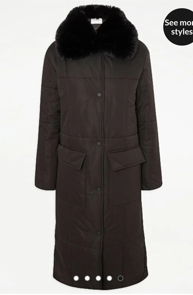 Padded Black Coat With Removable Faux Fur Collar Size XXL - Image 3 of 4