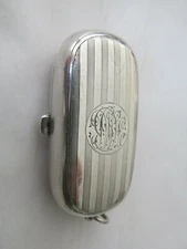 Antique Sterling Silver Double Sovereign Holder ALD Birmingham 1908 - 1909