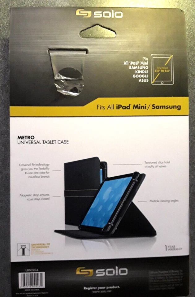 Solo Metro Universal Tablet Case iPad Mini Samsung Kindle Google Asus 5.5"-8.5" - Image 2 of 3