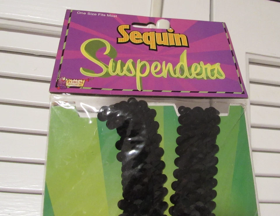 Tirantes Y Elásticos para Adultos Hombres Mujeres Adolescentes Disfraz Formal Negro Lentejuelas Nuevo en Paquete Foto 2 de 4