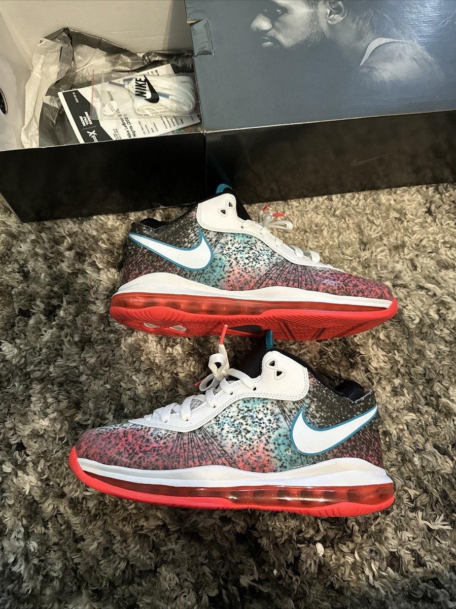 NIKE LEBRON 8 VIII V/2 LOW QS MIAMI NIGHTS WHITE RED BLUE NIKE LEBRON 8 VIII V/2 LOW QS MIAMI NIGHTS WHITE RED BLUE