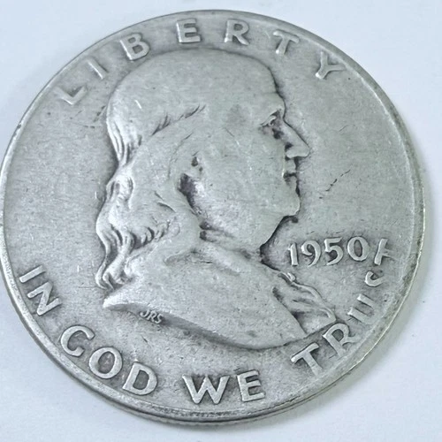 1950 D SILVER FRANKLIN HALF DOLLAR 90% SILVER CIRCULATED COIN FREE SHIP #7554