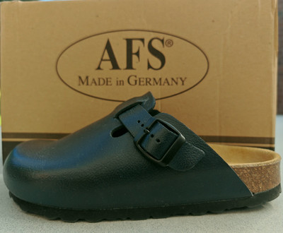 Neue AFS Damen Clogs, Navy Glattleder, blau, Gr. 37, Hausschuhe, Pantoffeln