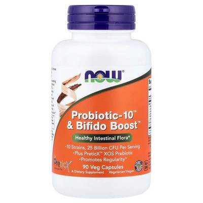 2 X NOW Foods, Probiotic-10� & Bifido Boost�, 90 Veg Capsules