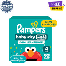 Pampers Baby Dry Diapers Size 4, 92 Count, 12hr Leak Protection, Hypoallergenic