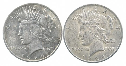 1924 & 1924 & Peace Silver Dollar $1 Bullion Collection Lot *946