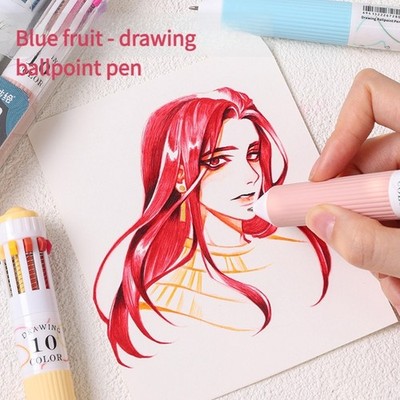 10-Color-in-1 Writing Pens Retractable Colored Ballpoint Pen for Color Coding