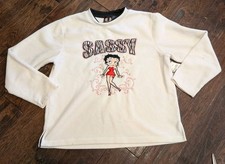 XL Vintage 2007 Betty Boop  Sassy  Zebra Print Embroidered Fleece Sweatshirt