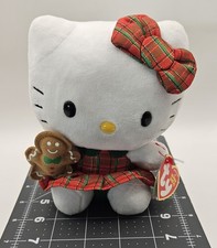 Ty Hello Kitty Beanie Babies Plush Holiday Plaid Dress Gingerbread Man 2014