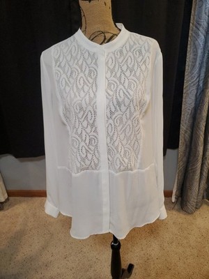 Simply Vera vera Wang Women's XL Lace front long  Sleeve Blouse, READ DISCRIP.
