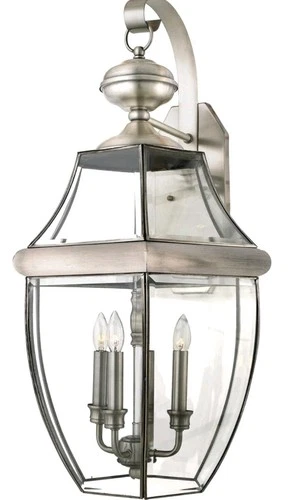 Newbury 3-Light Wall Sconce by Quoizel/Pewter/23"H/ Outdoor Wall Light/Free S&H - Picture 2 of 7