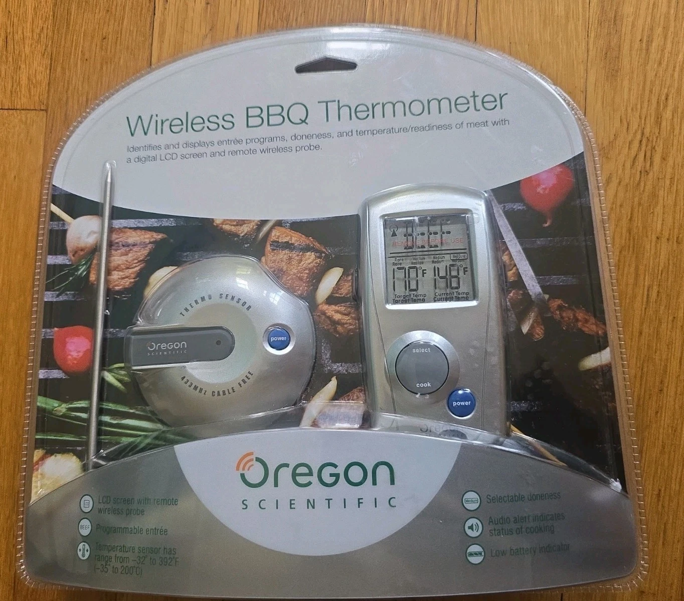 Oregon Scientific AW129 Wireless BBQ Thermometer LCD Remote Programmable - NEW