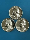 3-Coins 25c SILVER Washington Quarters Proof 1960