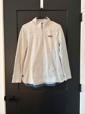 Vineyard Vines Dreamcloth Shep Shirt Grey Blue Quarter Zip Relaxed Fit Size S