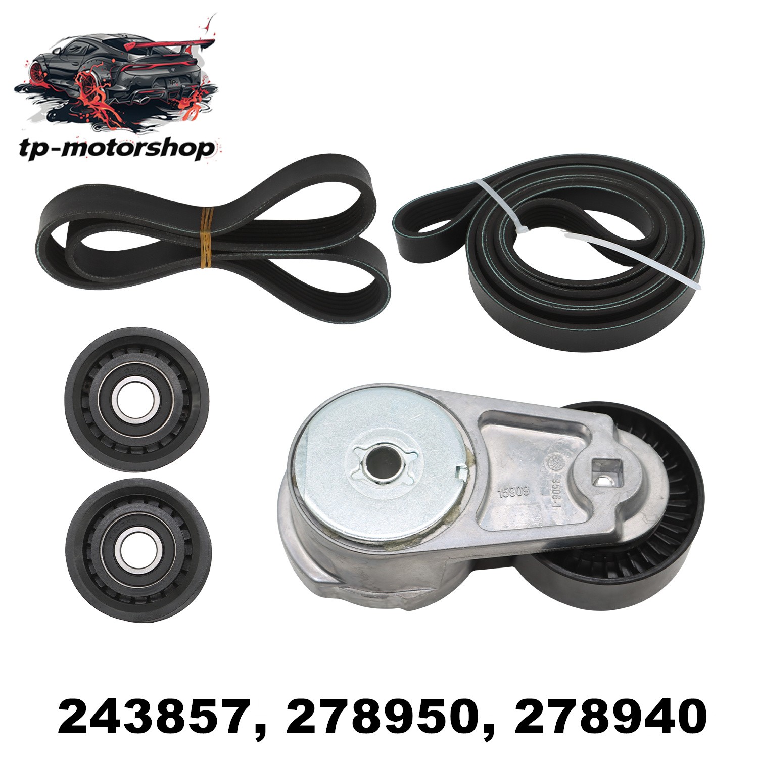 For Maserati Ghibli Levante Quattroporte 3.0 V6 Belt Tensioner Idler Pulley Kit