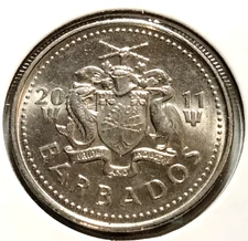 2011  Barbados  25  Cents   Coin -  KM#13A   (IN#15799)   Combined Shipping