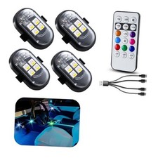 Upgraded 4PCS Wireless LED Lights for car with Remote, Rechargeable 4 PCS