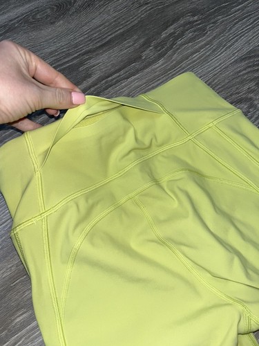 Lululemon Time To Sweat Crop 23 Lemon Vibe Neon Yellow Leggings Luxtreme sz 4 - Picture 12 of 23