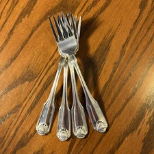 Oneida Community Cube  Silver plate "Silver Shell" Salad Forks 6 5/8"  Set Of 4