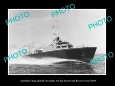 OLD 8x6 HISTORIC PHOTO OF AUSTRALIAN NAVY HMAS AIR GUIDE RESCUE VESSEL c1950