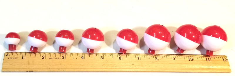Lot of 8 FISHING FLOATS/BOBBERS, various sizes